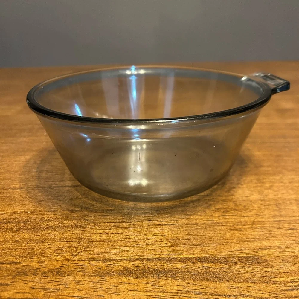 Pyrex Vintage Blue Flameware 835-B Clear Glass Saucepan Bowl
